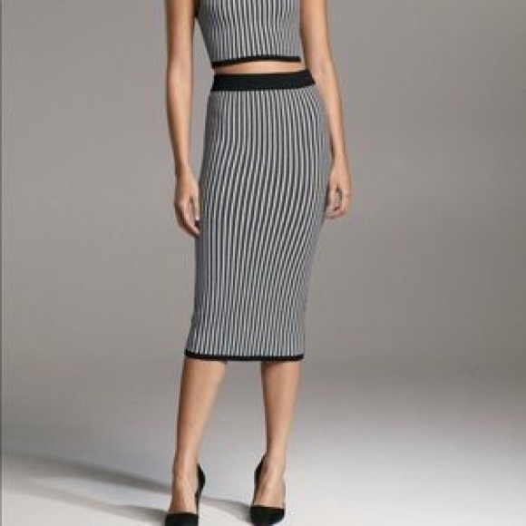 Aritzia Babaton Striped Set- Sculpt Knit Tank & Bodycon Tube Midi Skirt - Picture 4 of 5